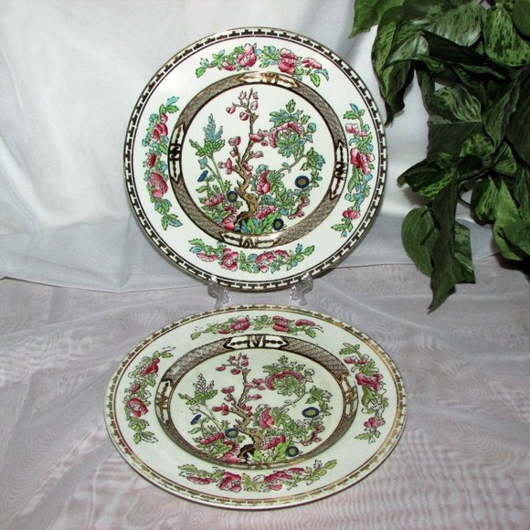 2 Alfred Meakin The India Tree Salad or Luncheon Plates 8" Vintage Hand Tinted - Picture 1 of 5